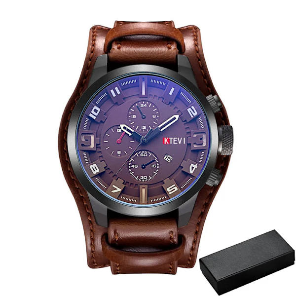 Herrklockor Toppmärke Lyx Mode & Casual Business Quartz Watch Date Vattentät armbandsur Hodinky Relogio Masculino light brown with box