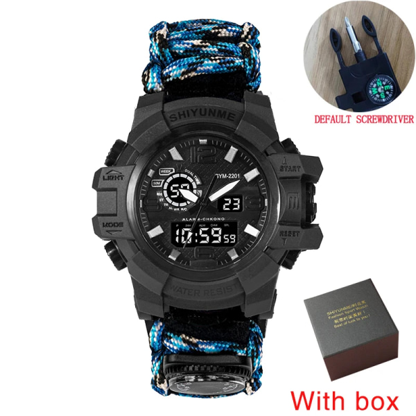 SHIYUNME Militär digital watch män Vattentät utomhussport män klockor Kompass Elektronisk kronograf relogio masculino blue With box