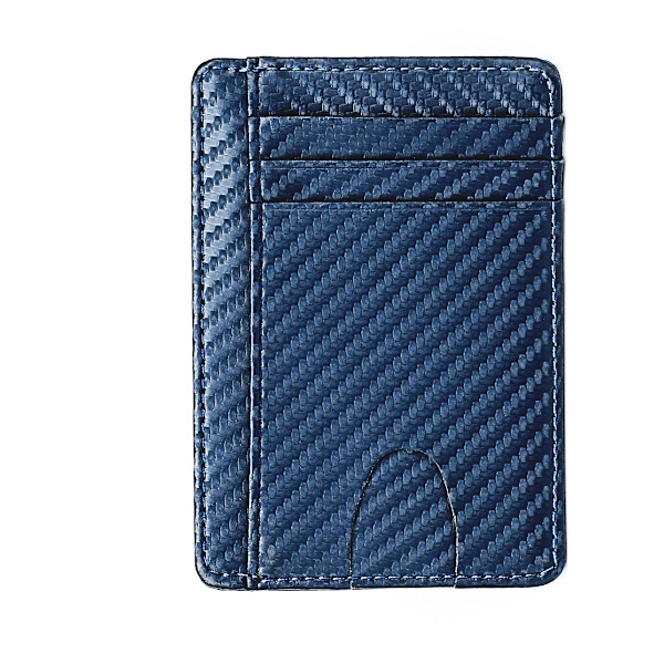 Män Minimalistisk Slim Korthållare Mikrofiber Läderkort Plånbok Line Ultra Tunn Mini Liten Rfid ID-korthållare Handväska Man Kvinnor Fiber Blue