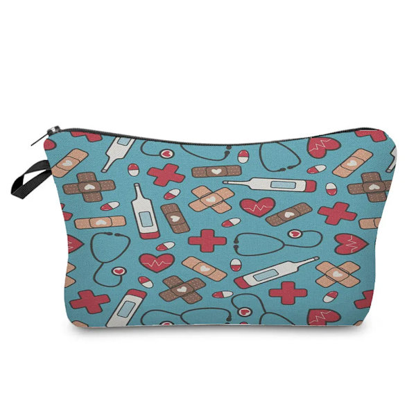 Tecknad Tandläkare Sjuksköterska Print Kosmetikväskor Mode Kvinnor Designer Sminkväska Värmeöverföring Organizer Pennfodral hz4567 Nurse Bag