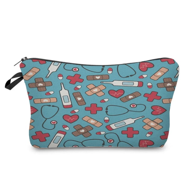 Värmeöverföring Organizer Pennfodral Tecknad Tandläkare Sjuksköterska Print Kosmetiska väskor Mode Kvinnor Designer Sminkväska hz4567 Nurse Bag