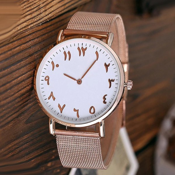 Reloj Mujer Modedesign Arabiska siffror Watch Dam Klockor Rose Gold Mesh Band Quartz Armbandsur Billigt pris White