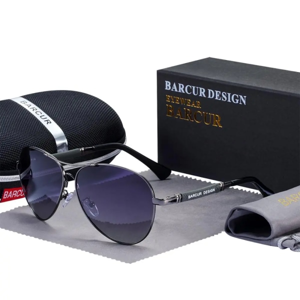 BARCUR Design Solglasögon i titanlegering Polariserade Solglasögon för män Dam Pilot Gradient Glasögon Spegelskydd Oculos De Sol Gun Gradient Gray BARCUR