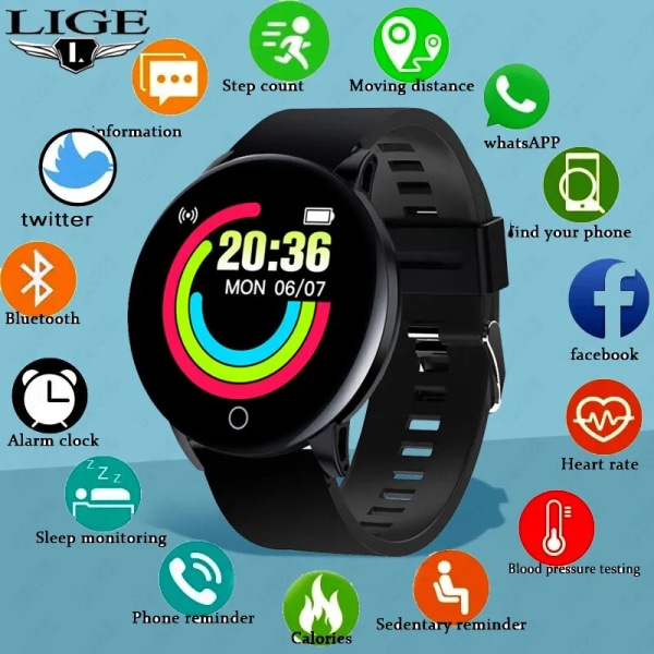 LIGE Smart Armband Sportarmband Färgskärm Stegräknare Puls Blodtryck Bluetooth Smart Watch Herr Dam Smart Band yellow