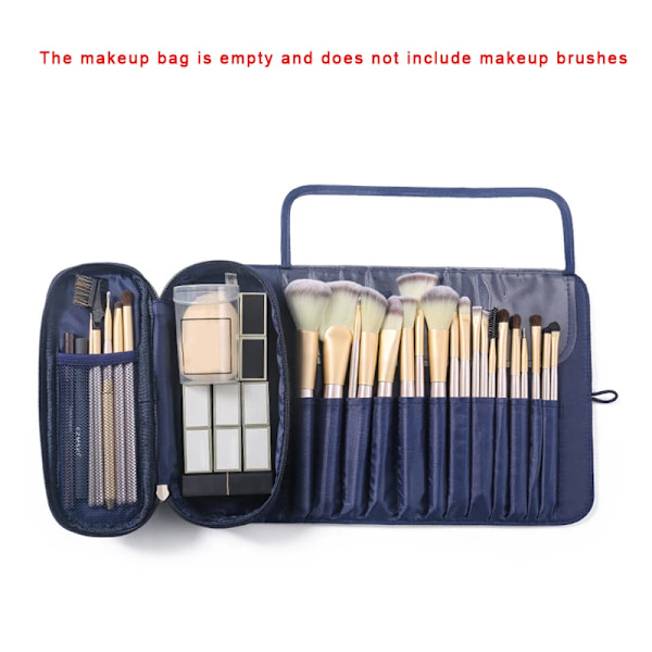 12/18/24 Hål Sminkborsteväska Funktionell case Organizer Sminkborstar Skydd Sminkverktyg Rullande påse blue