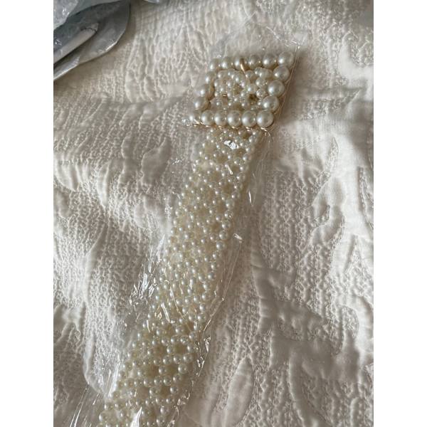 Bälten för kvinnor Nya dam pärlor elastisk midjekedja vattenborr inlagd med pärla elastisk lyx mode klänning tillbehör square buckle 100cm 110cm