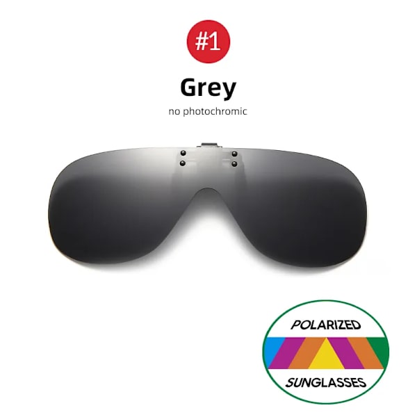VIVIBEE Rimless Flip Up Clip On Solglasögon Män Kör UV400 Polariserad Spegel Röd Lins Fiske Stor storlek Fancy Design Glasögon 1 Grey Without Plastic Case