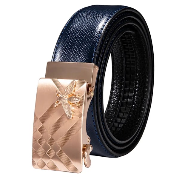 Högkvalitativt märke herrbälten blå koläder Automatiska spännen Spärr midjeband Bälte för män Klänning Jeans Kostym Byxor Present 2190DME 130cm