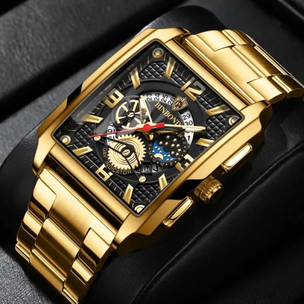 Relogio Masculino Armbandsur Herr 2022 Toppmärke Lyx Gyllene Herr Klockor Guld Stort Man Armbandsur Man Square Golden Dial B