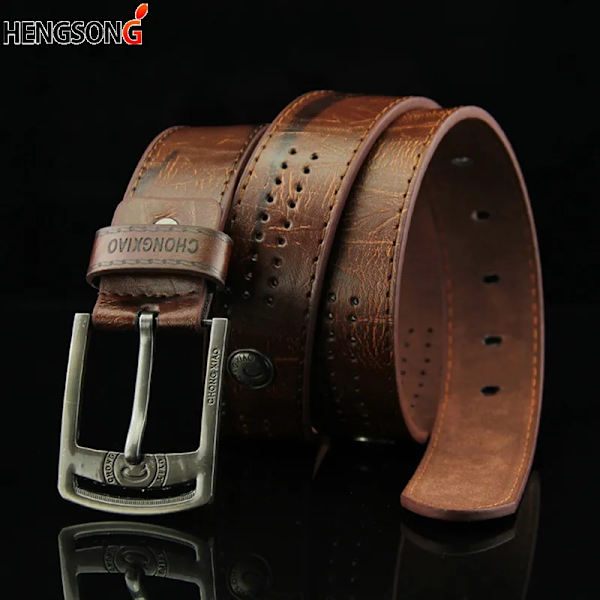 Hollow Rivet Punk Style Bälte Herr Casual Bälte Bred PU Läder Bälte Spännen För män Mode Manlig Jeansbälte av hög kvalitet Light tan