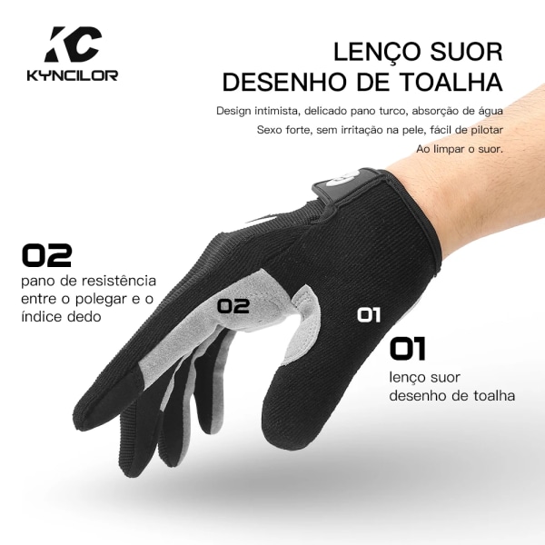 Cykelhandskar Herr Full Finger Touch Screen Cykel Anti-Silp Vante Stötsäker Andas utomhus MTB Cykel Ridutrustning Red2 M