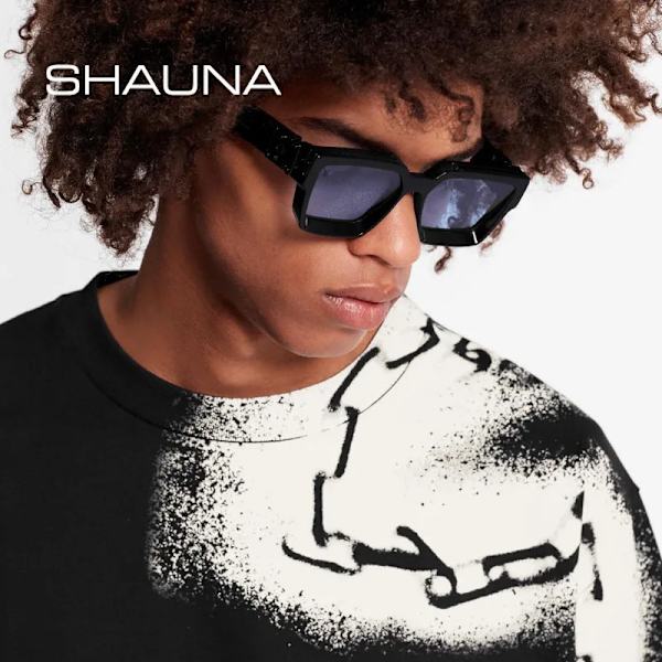 SHAUNA Retro Square Solglasögon UV400 Red gray as the picture
