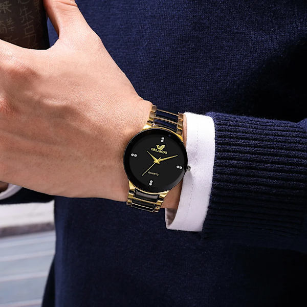 2022 Par Klockor Män Rostfritt stål Watch Relogio Masculino Man Mode Casual Business Armbandsur Dam Klocka Hot GOLD SMALL