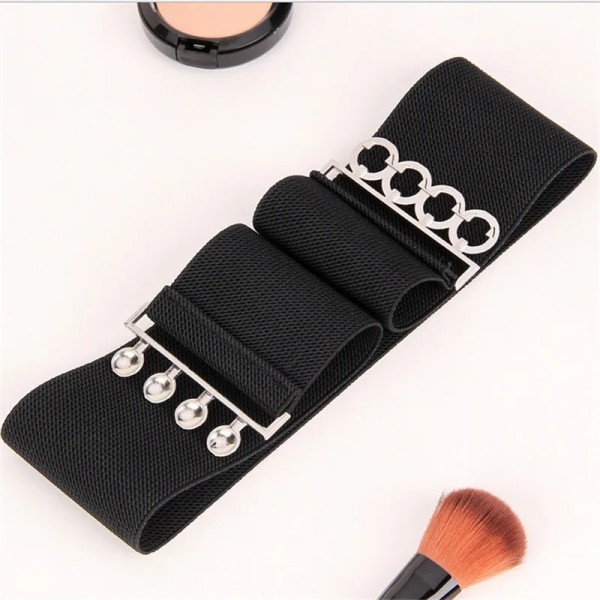 3" brett midjeband Eleganta bälten för kvinnor Mode elastiskt cinchbälte Stretch midjeband Spänne Spänne Klädtillbehör Type 3