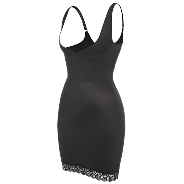 Damer med helhals Shapewear Klänning Bodysuits Underkläder med spets Fast kontroll Öppen byst Midja Cinchers Body Shaper Klänningar Black M