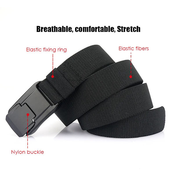 2022 nytt stretchbälte för män och kvinnor hård legering snabbspänne Stark äkta nylon unisex elastiska bältesoveraller Arbetsbälte Dark Gray 125cm