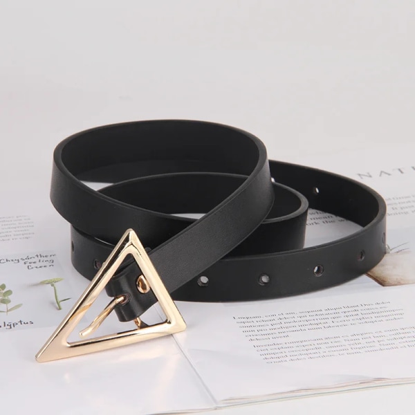 Nytt läder tunt bälte för kvinnor metall häng spänne midjerem Lyx märke designer kvinnlig klänning byxa dekoration midjeband Black(.638) 95cm(.638)