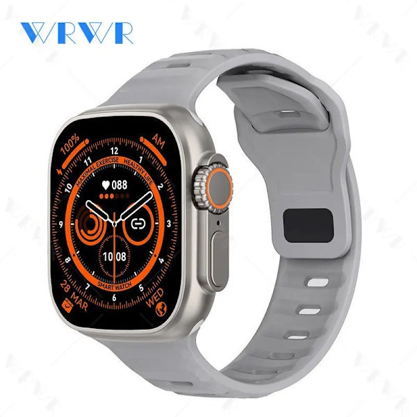 Smart Watch Ultra 2 tums HD-skärm NFC Smartwatch Bluetooth samtal Puls Sömnmonitor Series 8 Klockor för män kvinnor Gray