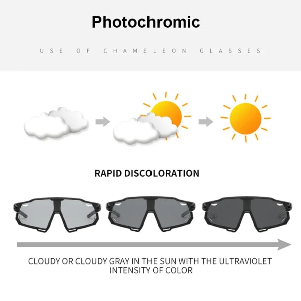 Photochromic Sportglasögon Herr och Dam Polarized Bike Glasögon Mountain MTB Cykling UV400 Solglasögon Cykel Road Goggles S1