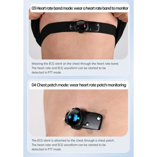 Ny EKG+PPG Smart Watch Män Laserbehandling av hypertoni Hyperglykemi Hyperlipidemi Puls Hälsosam Sport Smartwatch Black belt