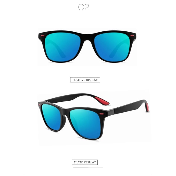 2020 Klassiska fyrkantiga polariserade solglasögon Herr Dam Märkesdesigner Vintage Driving Goggle Nit Spegel Herr Solglasögon Dam UV400 C2 black blue 2 Other