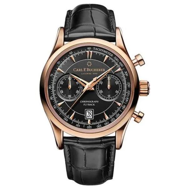 Ny Carl F. Bucherer watch Marley Dragon Flyback Chronograph Gråblå Urtavla Topp Läderrem Quartz Watch Reloj Hombre Type 3