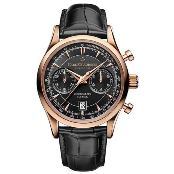 Ny Carl F. Bucherer watch Marley Dragon Flyback Chronograph Gråblå Urtavla Topp Läderrem Quartz Watch Reloj Hombre Type 4