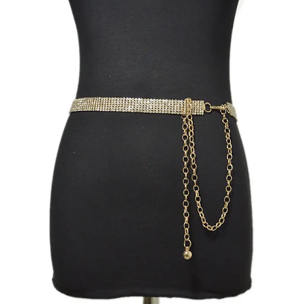 Strass midjekedja Mode tunna sektioner Damkedja Dam Elegant Lyx Magdans Diamantbälte Bg-1296 2 meter chain 105cm