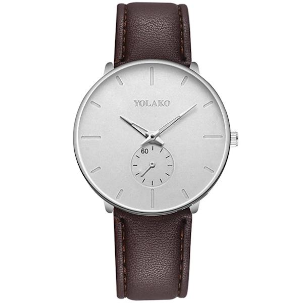 2023 Herrmode Minimalistiska Klockor Herr Business Casual Quartz Watch Simple Man Rostfritt stål Mesh Band Klocka reloj hombre Leather Brown White