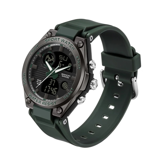 SANDA 2023 Toppmärke Mode Damklockor Vattentät Sport Digital Quartz Armbandsur Casual Clock Present Relogio Feminino 6067 Army Green