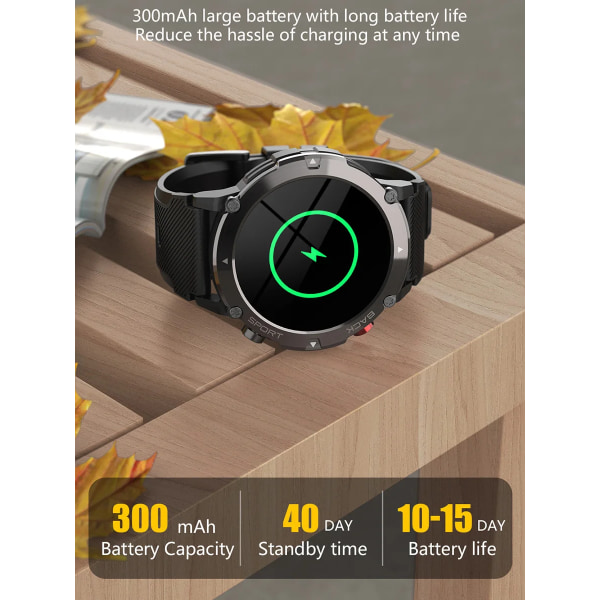 LEMFO LF26 Max Smart Watch Herr Bluetooth Call Smartwatch IP68 Vattentät 360 HD Screen Standby för Android IOS Black silver