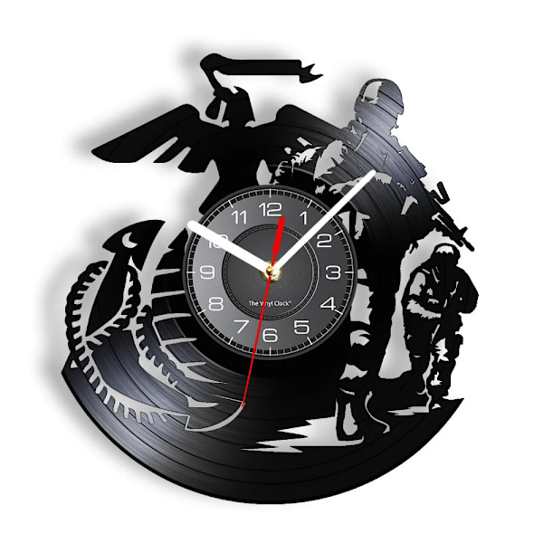 Marine Army Men Vinyl Album Record Clock War Soldiers Inspired Wall Clock Militär Heminredning Retro Klockor Veterangåva With Led