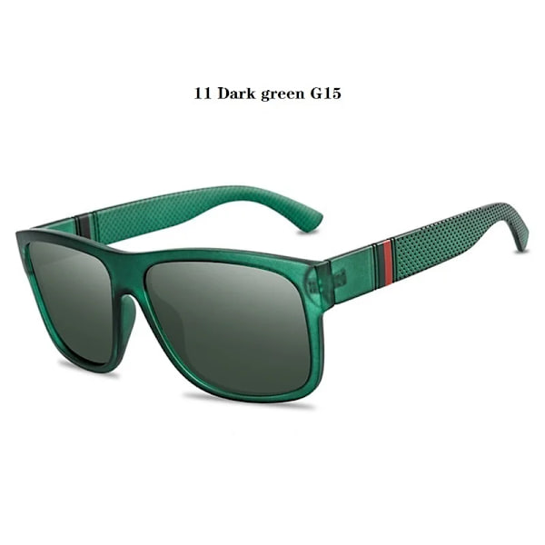 Lyxiga retropolariserade solglasögon Män Kvinnor Mode Kvadratisk Märke Designer Kör Solglasögon Svarta solglasögon Fiske Anti-bländning 11 Dark green G15