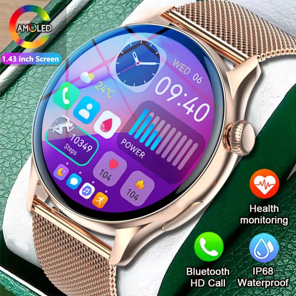 HYTRON Smartwatch Dam 466*466 AMOLED 1.43 \" Leather black AMOLED 466x466