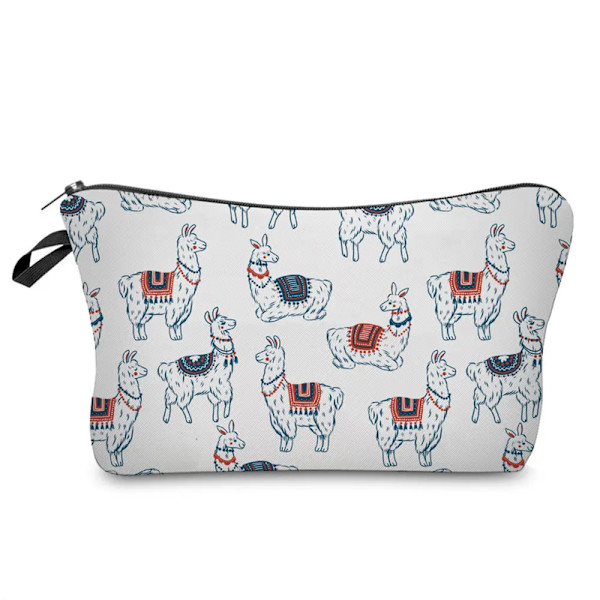 Sminkväska Värmeöverföring Härlig kosmetisk väska med print Liten toalettväska för damer och flickor Presenter Högkvalitativt case 307-17 Alpaca Bag