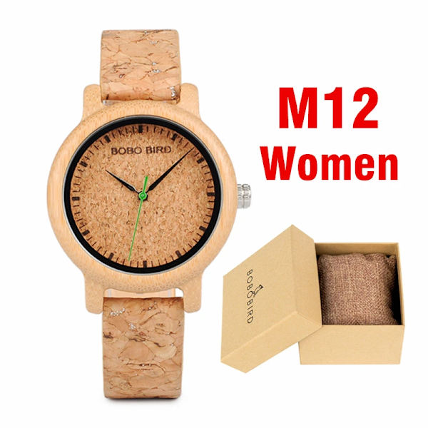 BOBO BIRD Träklockor Herr & Kvinnor Läder Nylon Silikonrem Casual Quartz Watch Presentask Förpackning Surport Drop M12-Women