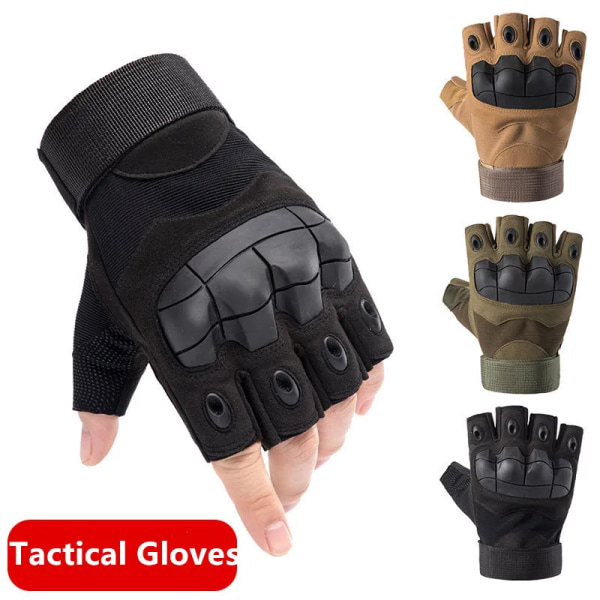 Fingerlösa handskar för cykel Taktiska handskar för män Militärskytte Paintball Motorcykelhandskar Combat Hard Knuckle Glove Style2 Black XL