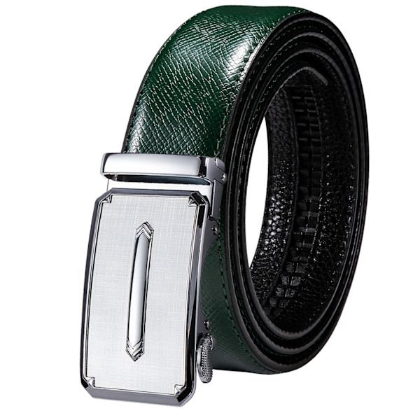 Högkvalitativt grönt äkta läder Herrbälten Lot Styles Automatiska spännen för klänning Jeans Kostym Herr Midjeband Bälte Bröllopspresent 2122DMI 110cm