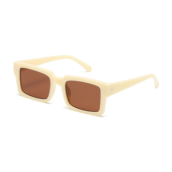 AEVOGUE Solglasögon Dam Rektangelbåge Transparent Brand Designer Retro Solglasögon Unisex fyrkantiga Brun UV400 AE0664 NO.5 follow picture