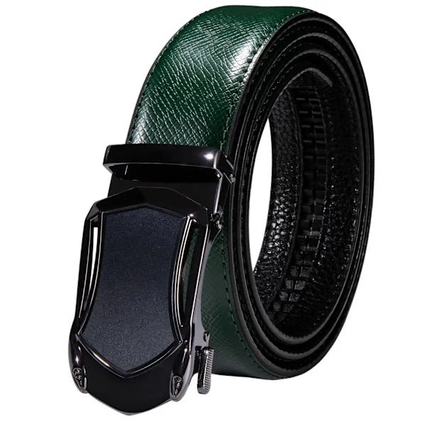 Högkvalitativt grönt äkta läder Herrbälten Lot Styles Automatiska spännen för klänning Jeans Kostym Herr Midjeband Bälte Bröllopspresent 2089DMI 110cm