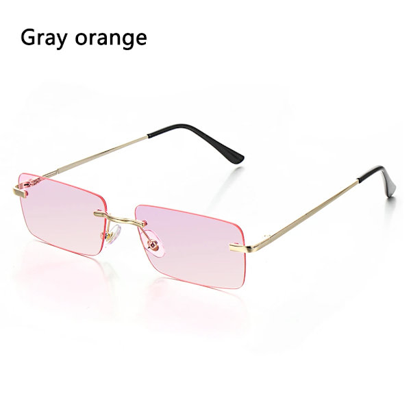 Resestil Bergsklättring Solglasögon För män Kvinnor UV400 nyanser Rektangel utan båge Glasögon Gradient Färger Glasögon Gray orange