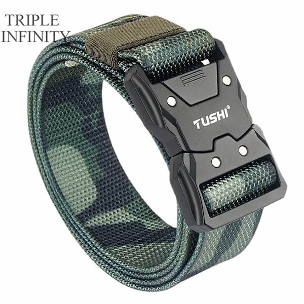 2022 Quick Release Pluggbart spänne Taktiskt bälte Tufft Nylon Militärbälte för män Kamp Slitstarka manliga jeans Midjeband Jakt Camouflage Belt B 125cm Adjustable