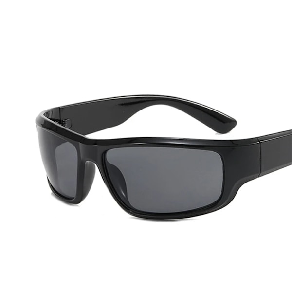 Nya Gröna Sportsolglasögon Män Kvinnor Retro Punk Trendiga Solglasögon För Manliga Solglasögon Goggle Utomhusspegelglasögon UV400 black gray with pouch and cloth