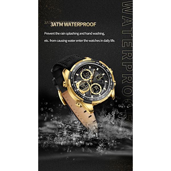 Nya original NAVIFORCE Business Luxury Läder Klockor Herr Sport 3ATM Vattentät LCD Display Watch För Man Quartz Armbandsur GBEYBN-BOX