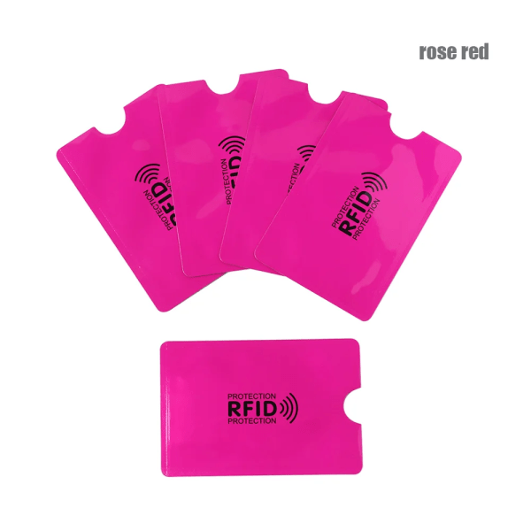 5 st Stöldskydd för RFID kreditkortsskydd Blockerande korthållare ärm Hudfodral Case Case Nytt Style 2-rose red