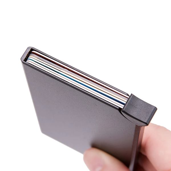 Aluminium Korthållare Metall Män kreditkortshållare Rfid Blockering Mini Slim Plånbok Automatisk Pop up Case Protector Gray