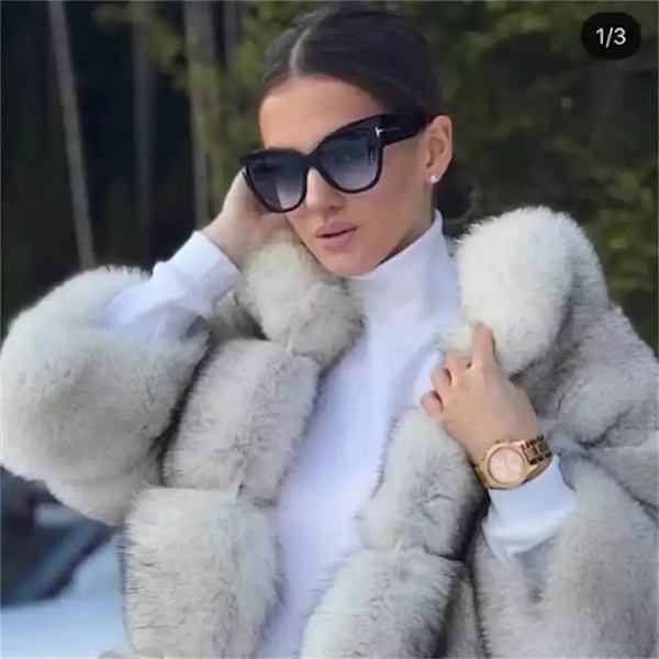 Nytt Tom Modemärke Designer Cat Eye Dam Solglasögon Dam Gradient Points Solglasögon Big Oculos feminino de sol UV400 Leopard multi