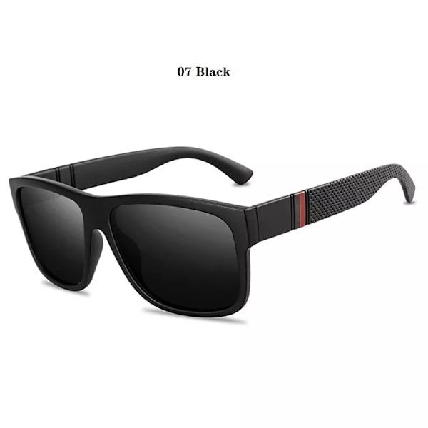 Lyxiga retropolariserade solglasögon Män Kvinnor Mode Kvadratisk Märke Designer Kör Solglasögon Svarta solglasögon Fiske Anti-bländning 07 Black