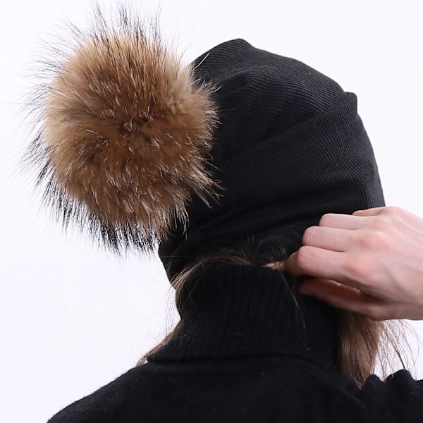 Geebro Damernas Vintermössa Stickad Ribbad Mössa Med Pompom Hatt Enfärgad Slapp Mössa Skullies Chapeu Feminino Dq423M Wine Red B