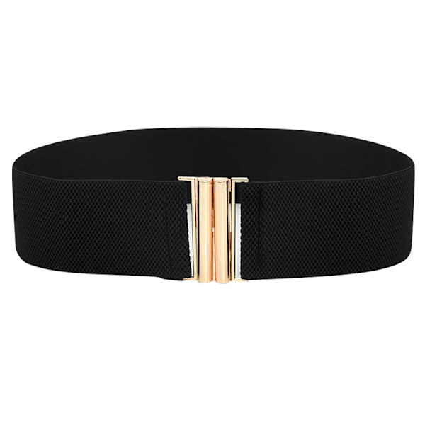 Brett resårbälte Enfärgad Korsettbälte Metallspänne Dammode Cummerbands Stretch Cinch Midjeband Klänning Midjebälte #YY Black